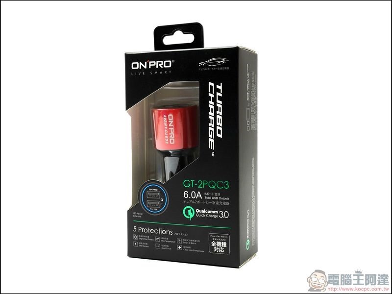 ONPRO Turbo Charge GT-2PQC3 QC 3.0 车用充电器 - 04