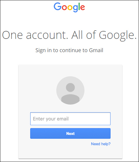 Gmail data URI sign in page