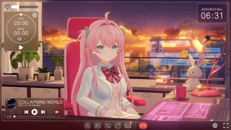 Muv-Luv Mellow Days Hits Steam: Free Demo, 5 Hours of Focus Time With Meru