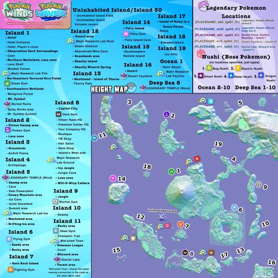 Massive Pokemon Wind/Wave Map Leak Reveals 19 Islands and New Legendaries
