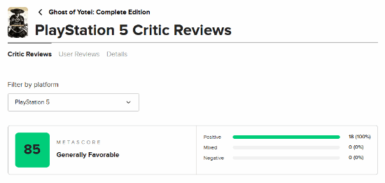 Ghost of Yotei Complete Edition Hits 85 on Metacritic With Zero Negative Reviews