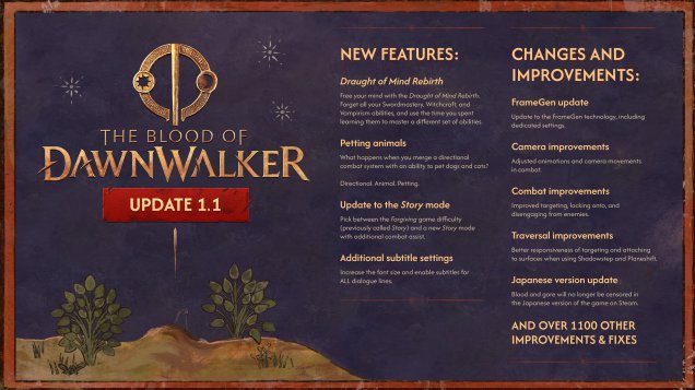 Blood of Dawnwalker Update 1.1 Adds Respec and Petting