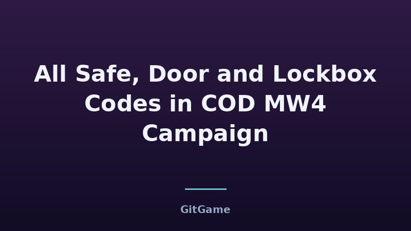 All Safe, Door and Lockbox Codes in COD MW4 Campaign
