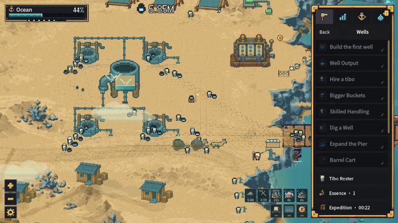 從一桶水到重現海洋！像素放置遊戲《填滿大海》登上Steam 供水逐步自動化